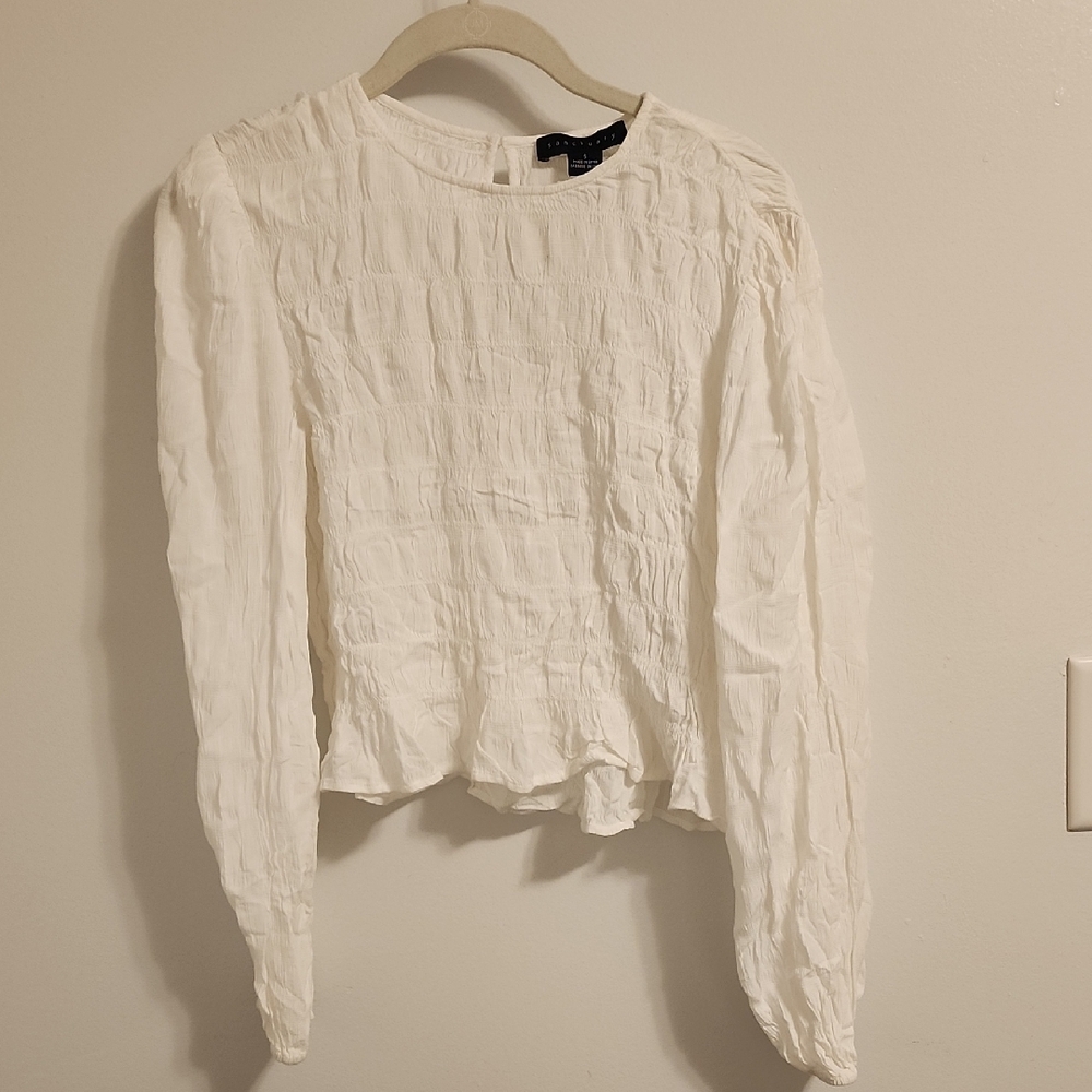 White Textured Women's Top